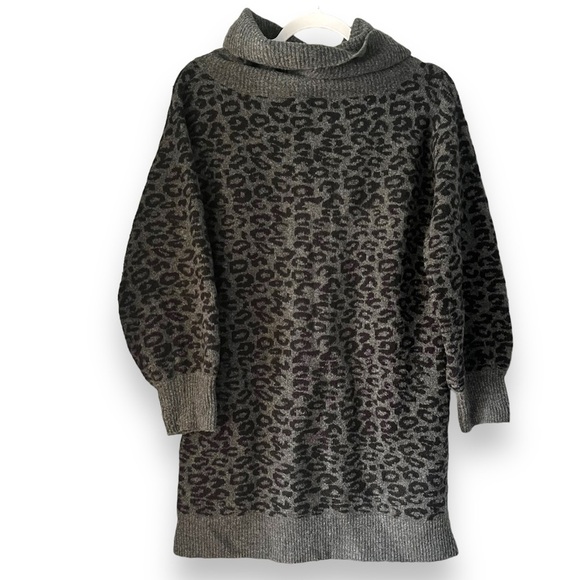 Anthropologie Emmy Cowl Neck Sweater Gray/black Leopard Tunic Size Small - Picture 6 of 9